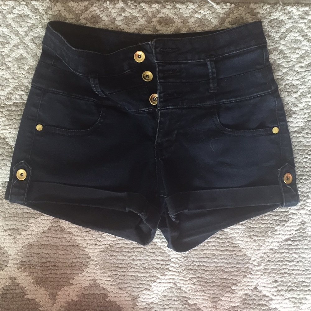 Refuge Black High Waisted Jean Shorts
